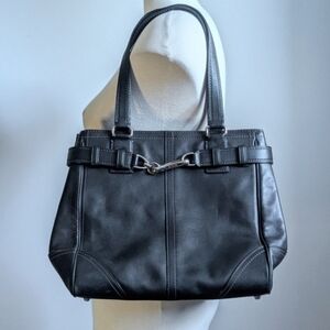 Coach Black Leather Shoulder Bag Horsebit Vintage Authentic